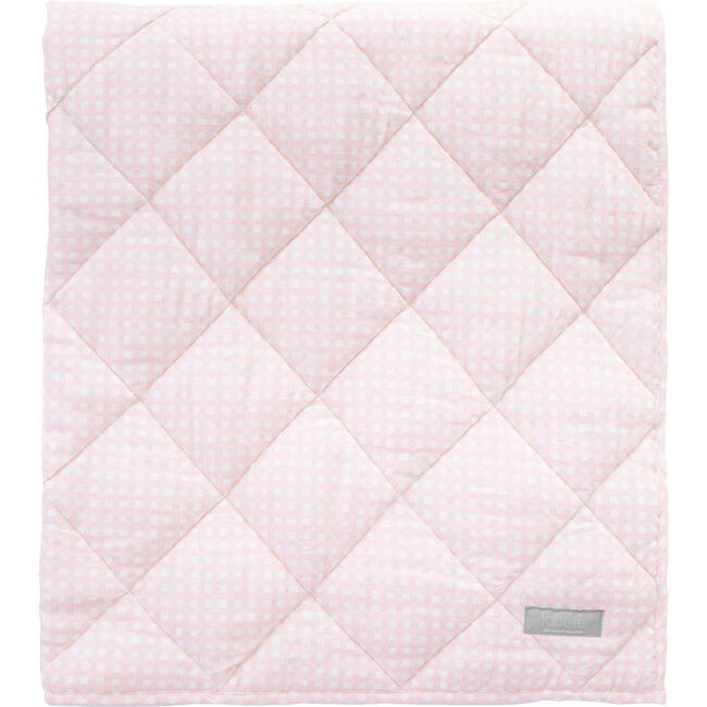 Reversible Play Mat, Dusty Pink Gingham and White Linen - Playmats - 1