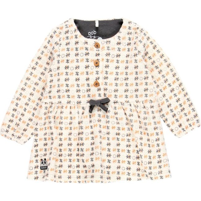 Velour Autumn Dress, Beige - Dresses - 1