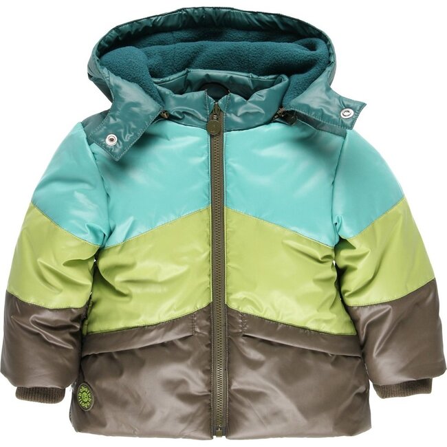 Striped Technical Parka, Green