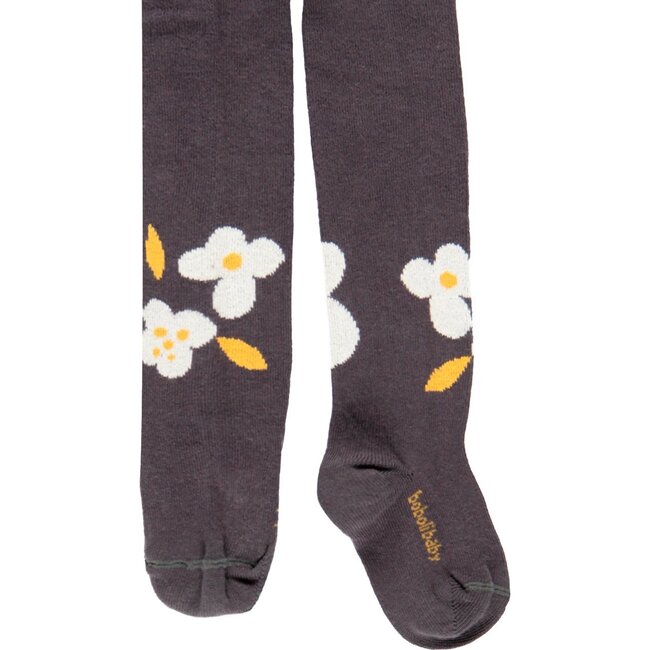 Floral Thick Tights, Gray