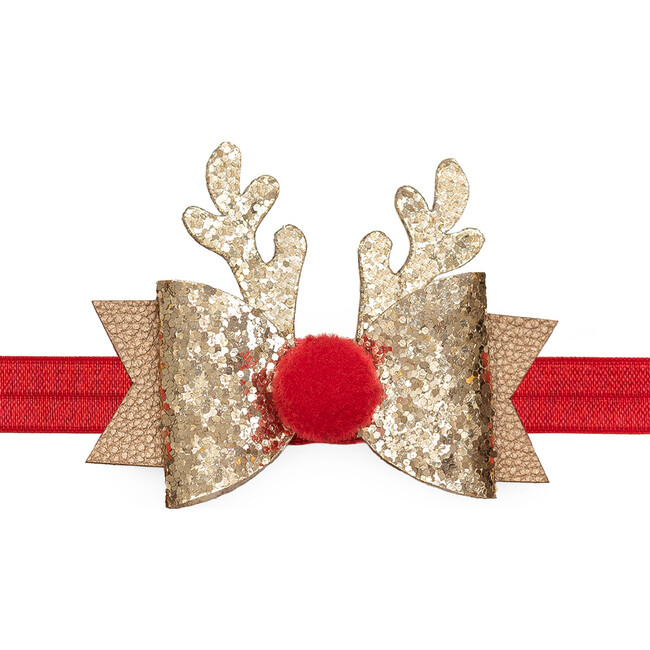 Red Nose Reindeer Soft Headband, Gold