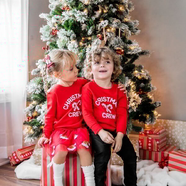 Christmas Crew L/S Sweatshirt, Red