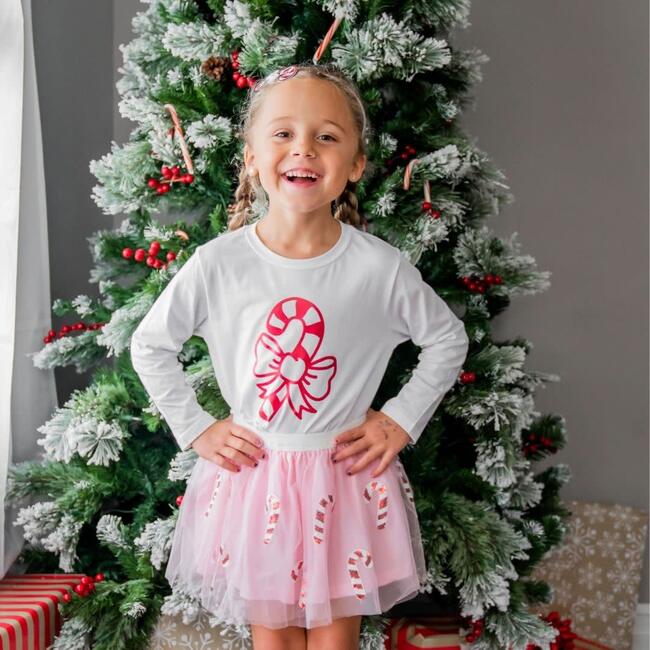Candy Cane L/S Shirt, White - Shirts - 2