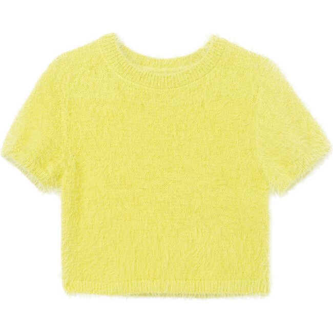 Faux Mohair Cropped Sweater, Lime