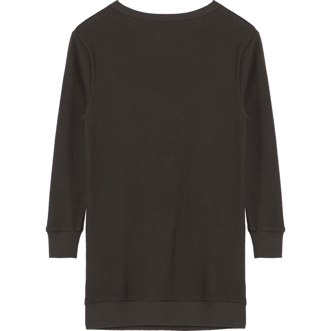 Janis Joplin Waffle Knit Dress, Dark Grey - Dresses - 3