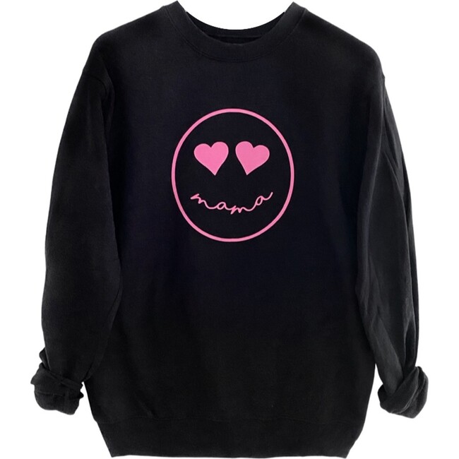 Women's Mama Smile Sweatshirt, Black/Pink - Sweatshirts - 1