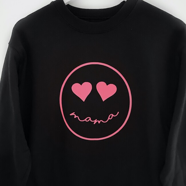 Women's Mama Smile Sweatshirt, Black/Pink - Sweatshirts - 2