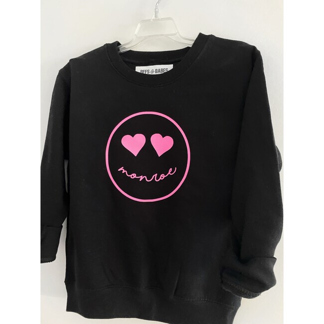 Personalized Smile Sweatshirt, Black/Pink - Sweatshirts - 2