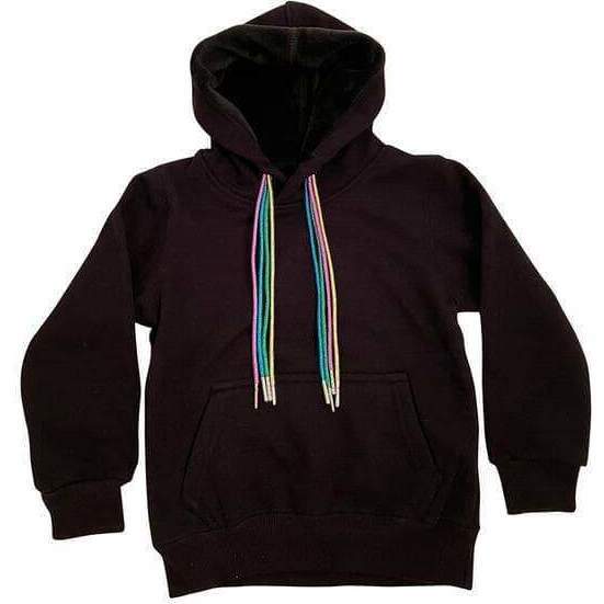 Rainbow Clouds Cords Hoodie, Black and Rainbow - Sweatshirts - 3