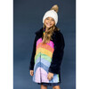 Rainbow Faux Fur Midi Coat, Navy and Rainbow - Fur & Faux Fur Coats - 2 - thumbnail