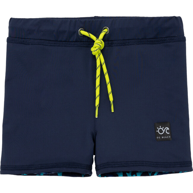 Reversible Swim Shorts, Blue Corals Print