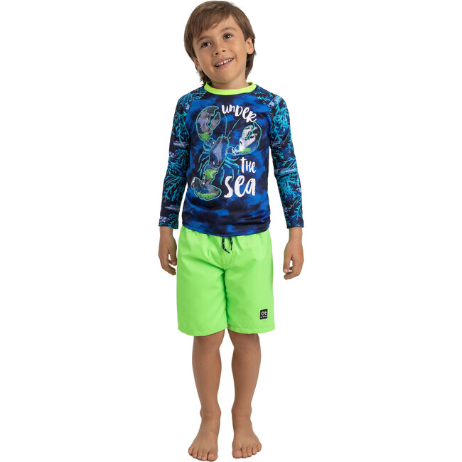 Reversible Swim Trunks, Green and Coral Print - Swim Trunks - 2