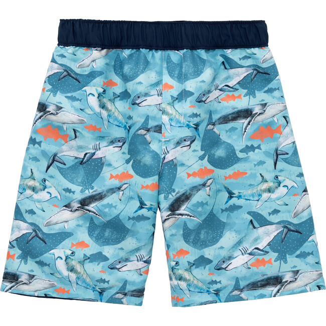 Reversible Swim Trunks, Blue Sharks Print - Swim Trunks - 4