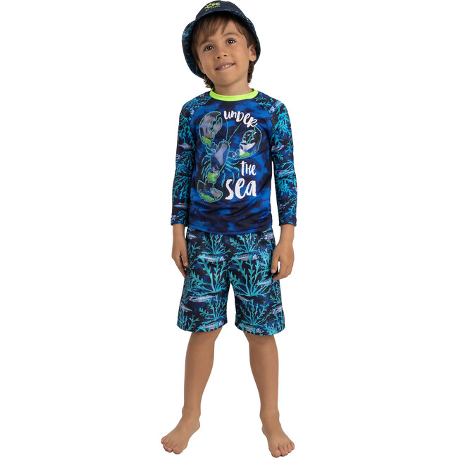 Reversible Swim Trunks, Green and Coral Print - Swim Trunks - 4