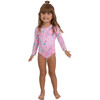 Long Sleeve One Piece, Pink Mermaid Print - One Pieces - 2