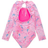 Long Sleeve One Piece, Pink Mermaid Print - One Pieces - 3