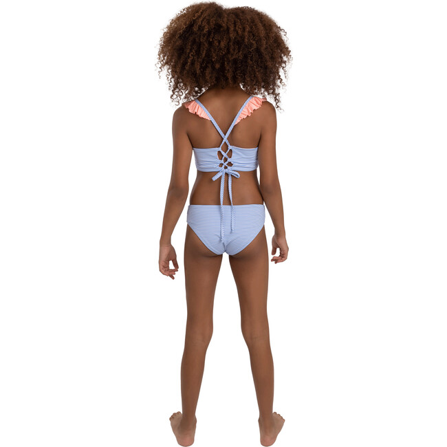 Bikini Set, Light Blue stripes and ruffle - Two Pieces - 4