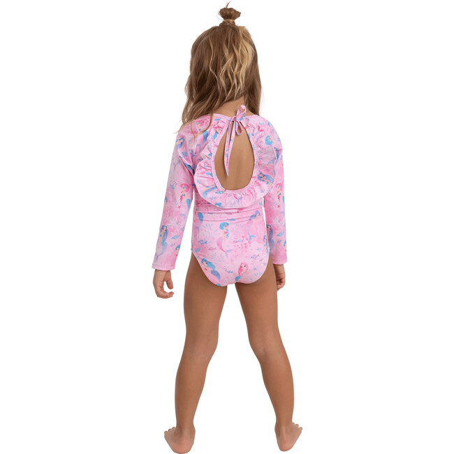 Long Sleeve One Piece, Pink Mermaid Print - One Pieces - 4