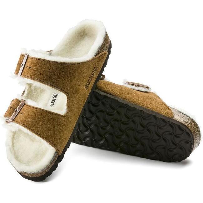 Women's Arizona Shearling Mink Sandals, Camel - Sandals - 4