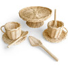 Rattan Tea and Cake Party Set, Natural - Doll Accessories - 1 - thumbnail