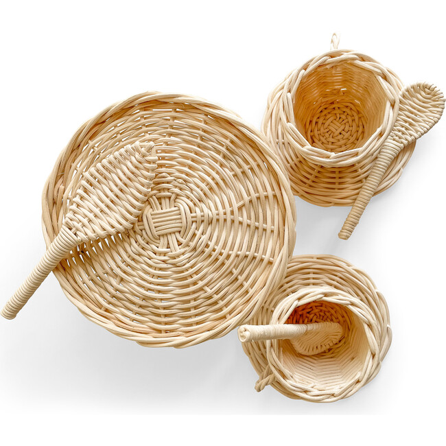 Rattan Tea and Cake Party Set, Natural - Doll Accessories - 2