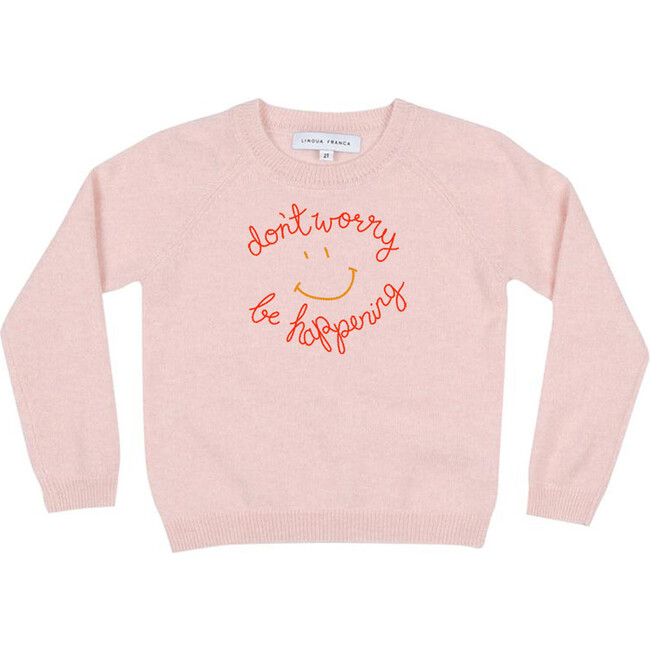 Don't Worry Be Happening Cashmere Sweater, Pink