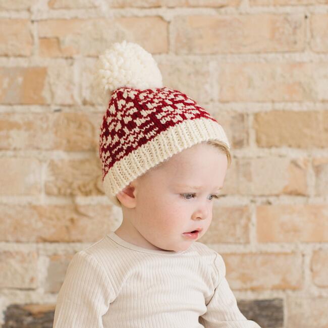 Snowfall Hat, Red and Cream - Hats - 4