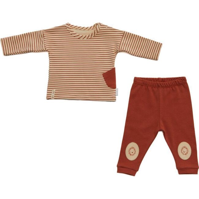 Striped Little Lion Outfit, Red - Mixed Apparel Set - 1