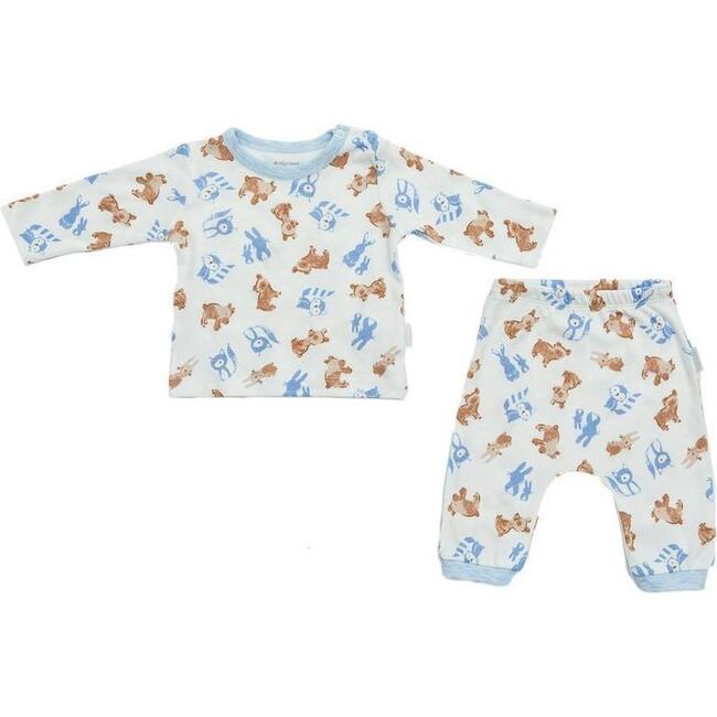 Bear and Friends Pajama Set, Ecru - Pajamas - 1