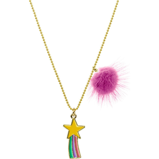 Shooting Star Pom Pom Necklace, Multi - Necklaces - 1