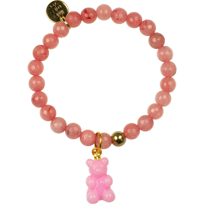Gemstone Bracelet With Gummy Bear Charm, Bubble Gum - Bracelets - 1