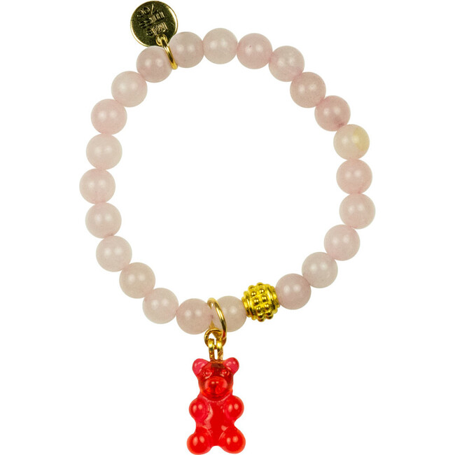 Gemstone Bracelet With Gummy Bear Charm, Red - Bracelets - 1