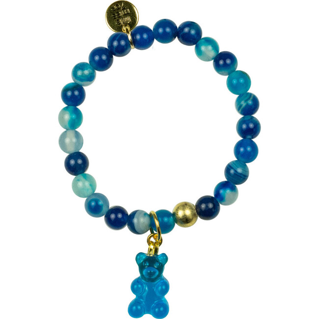 Gemstone Bracelet With Gummy Bear Charm, Blue