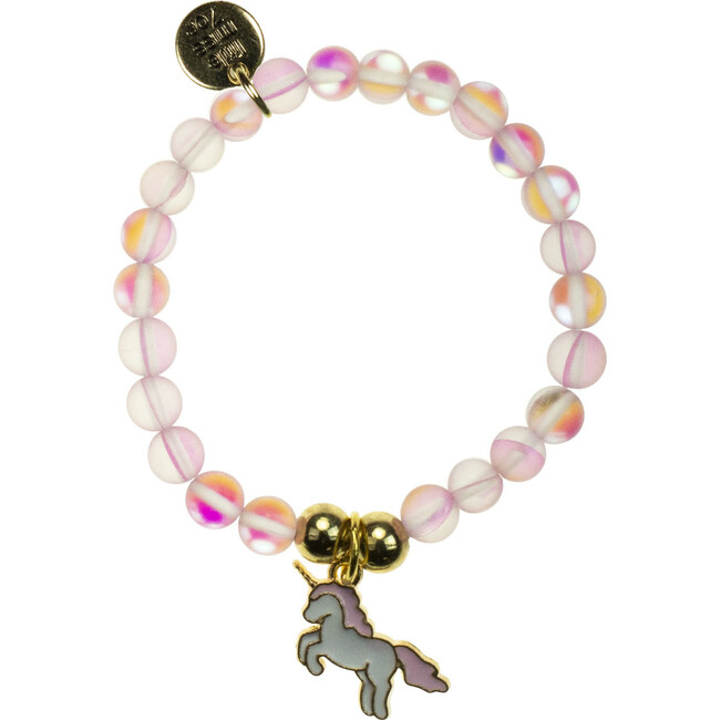 Crystal Bracelet With Unicorn Charm, Pink