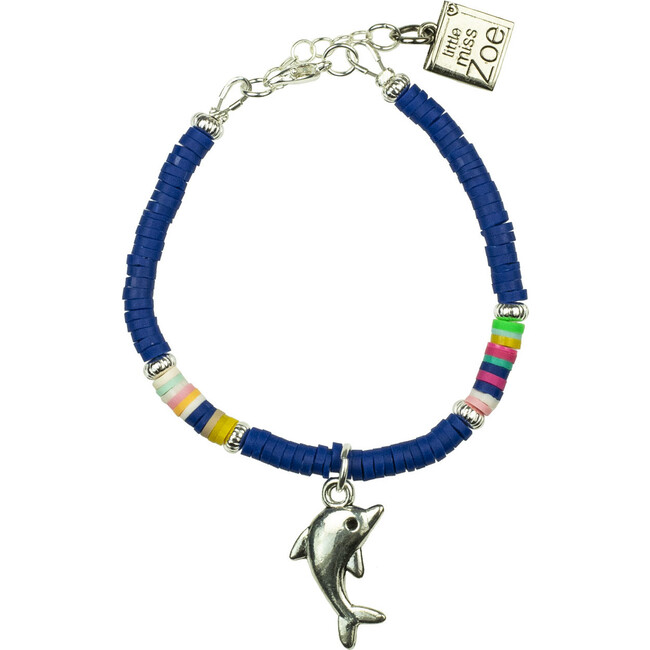 Dainty Vinyl Dolphin Charm Bracelet, Blue - Bracelets - 1
