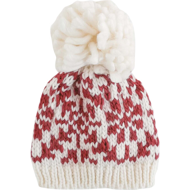 Snowfall Hat, Red and Cream - Hats - 1 - zoom