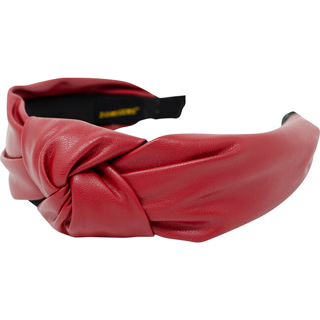 Leather Knotted Hairband, Red - Hair Accessories - 1