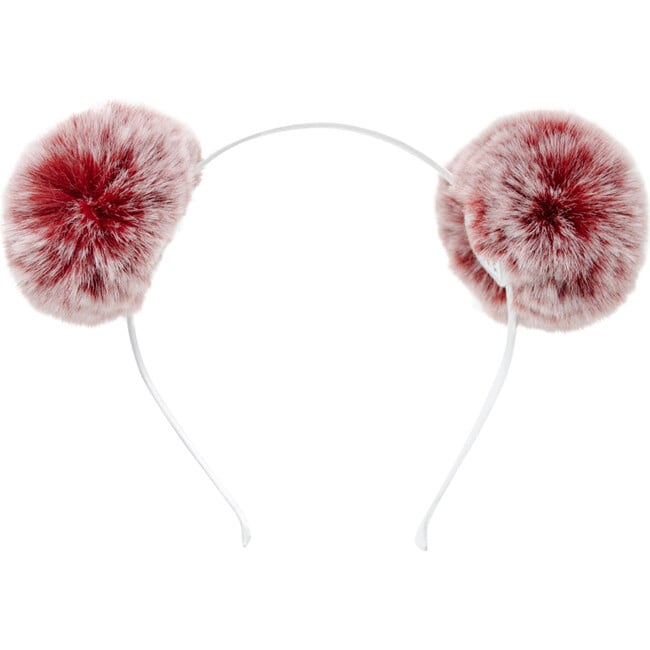 Fuzzy Pom Pom Hairband, Red