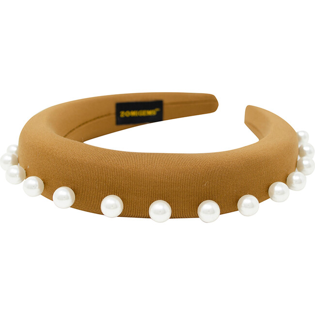Jumbo Pearl Hairband, Brown - Hair Accessories - 1