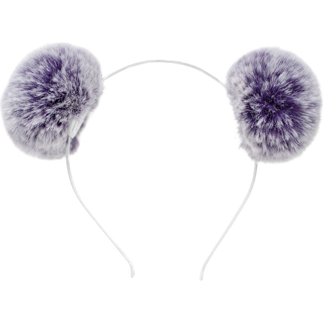 Fuzzy Pom Pom Hairband, Purple - Hair Accessories - 1