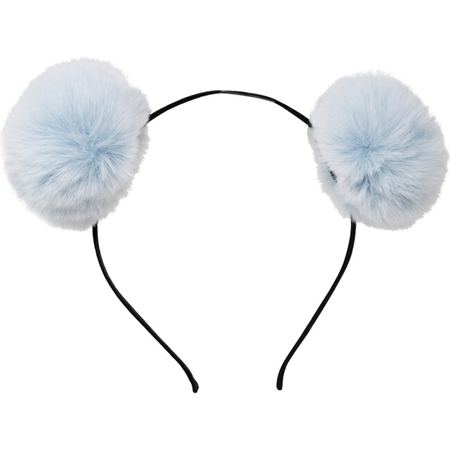 Fuzzy Pom Pom Hairband, Blue