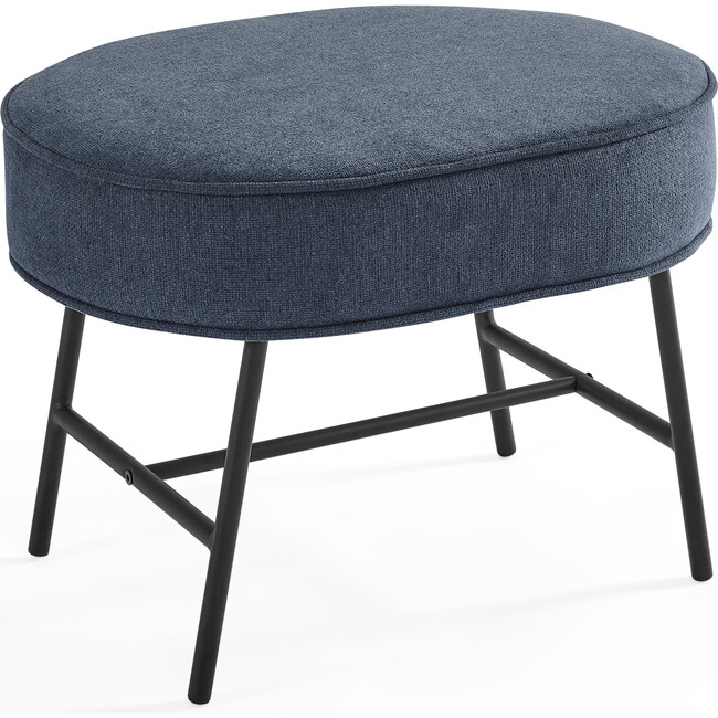 Ella Ottoman, Slate Blue/Black Base - Ottomans - 1