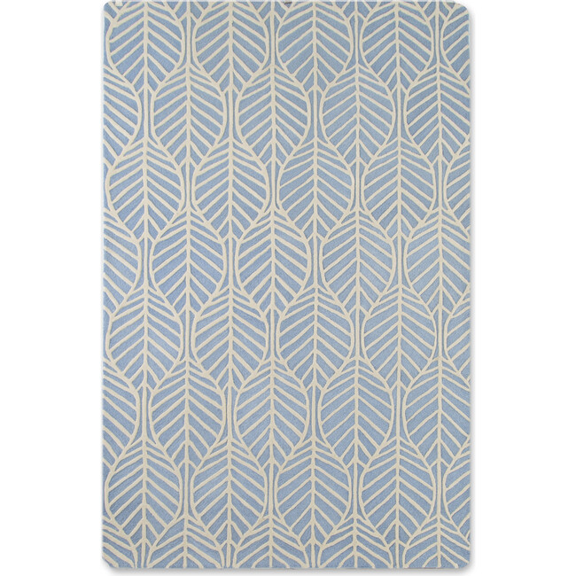 Hand-Tufted 100% Wool Rug, Blue Palm