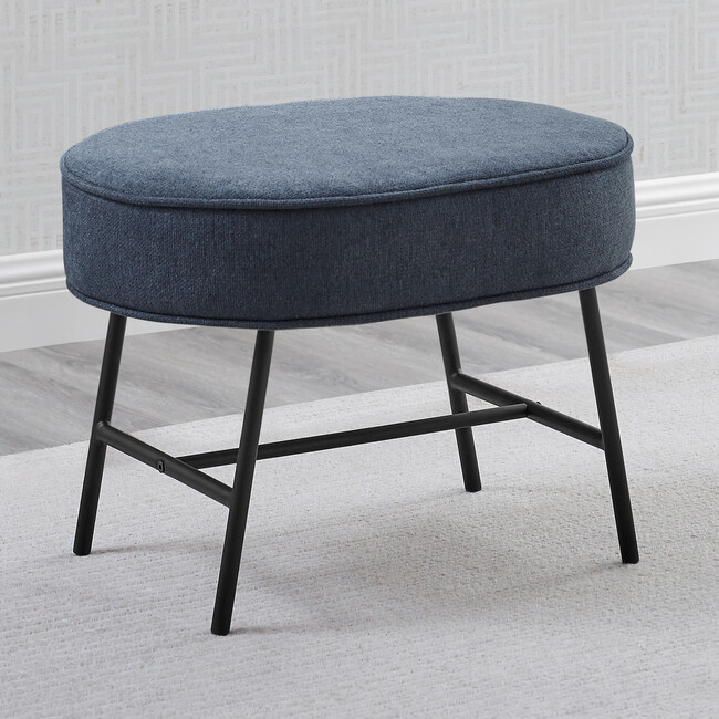 Ella Ottoman, Slate Blue/Black Base - Ottomans - 2
