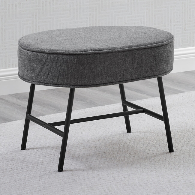 Ella Ottoman, Stone Grey/Black Base - Ottomans - 2