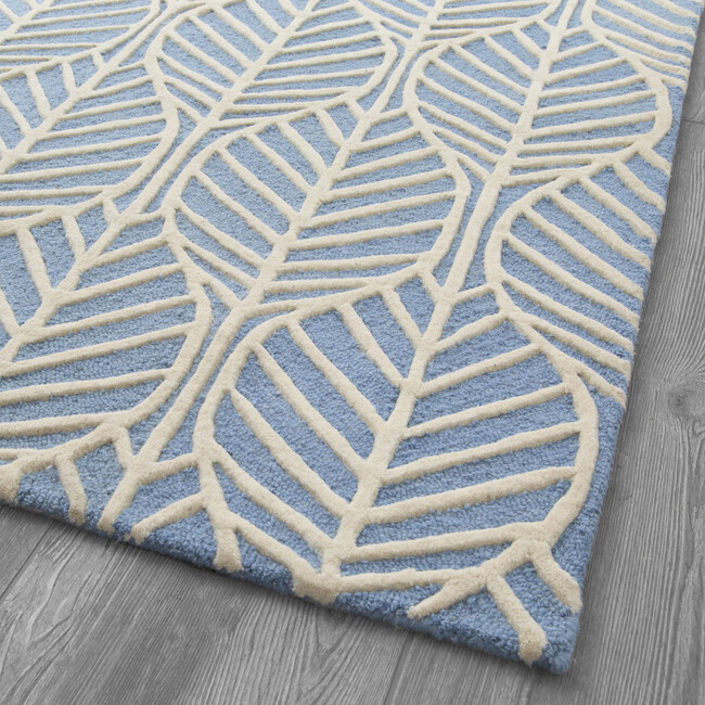 Hand-Tufted 100% Wool Rug, Blue Palm - Rugs - 3