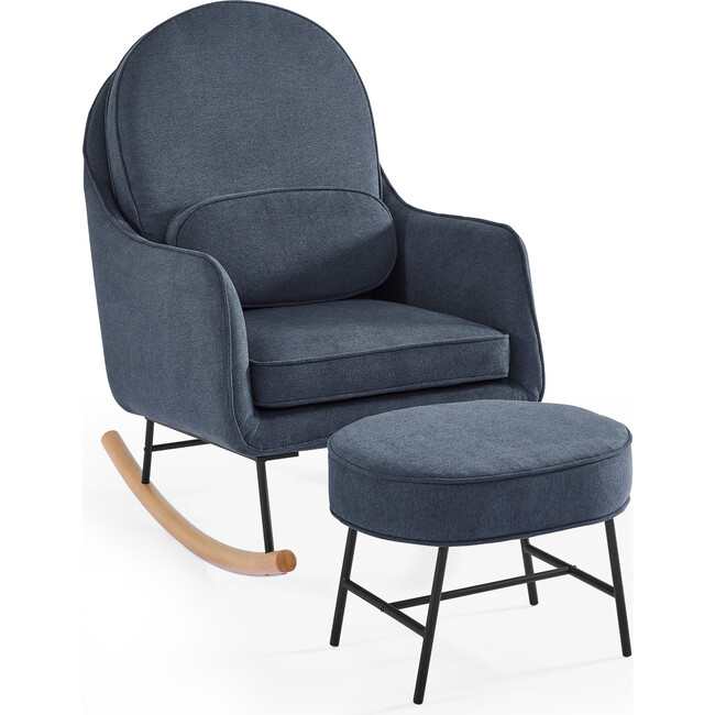 Ella Ottoman, Slate Blue/Black Base - Ottomans - 4