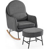Ella Ottoman, Stone Grey/Black Base - Ottomans - 4