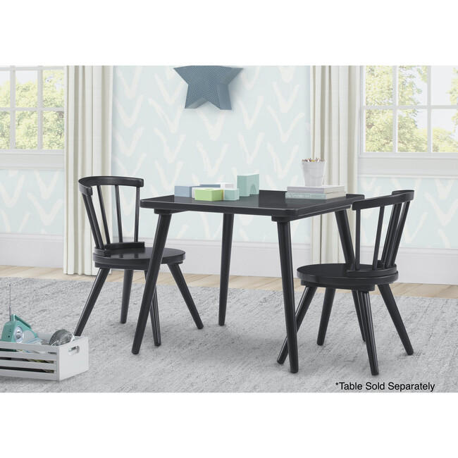 Set of 2 Windsor Chairs, Midnight Grey - Kids Seating - 3