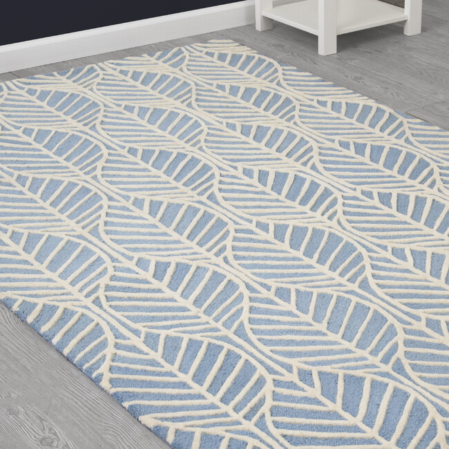 Hand-Tufted 100% Wool Rug, Blue Palm - Rugs - 6